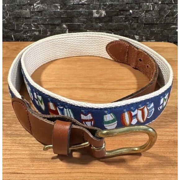 Men’s Nautical Canvas Belt 42 Sail Boats Preppy Fishing 80s 90s USA Leather Man - Picture 3 of 11